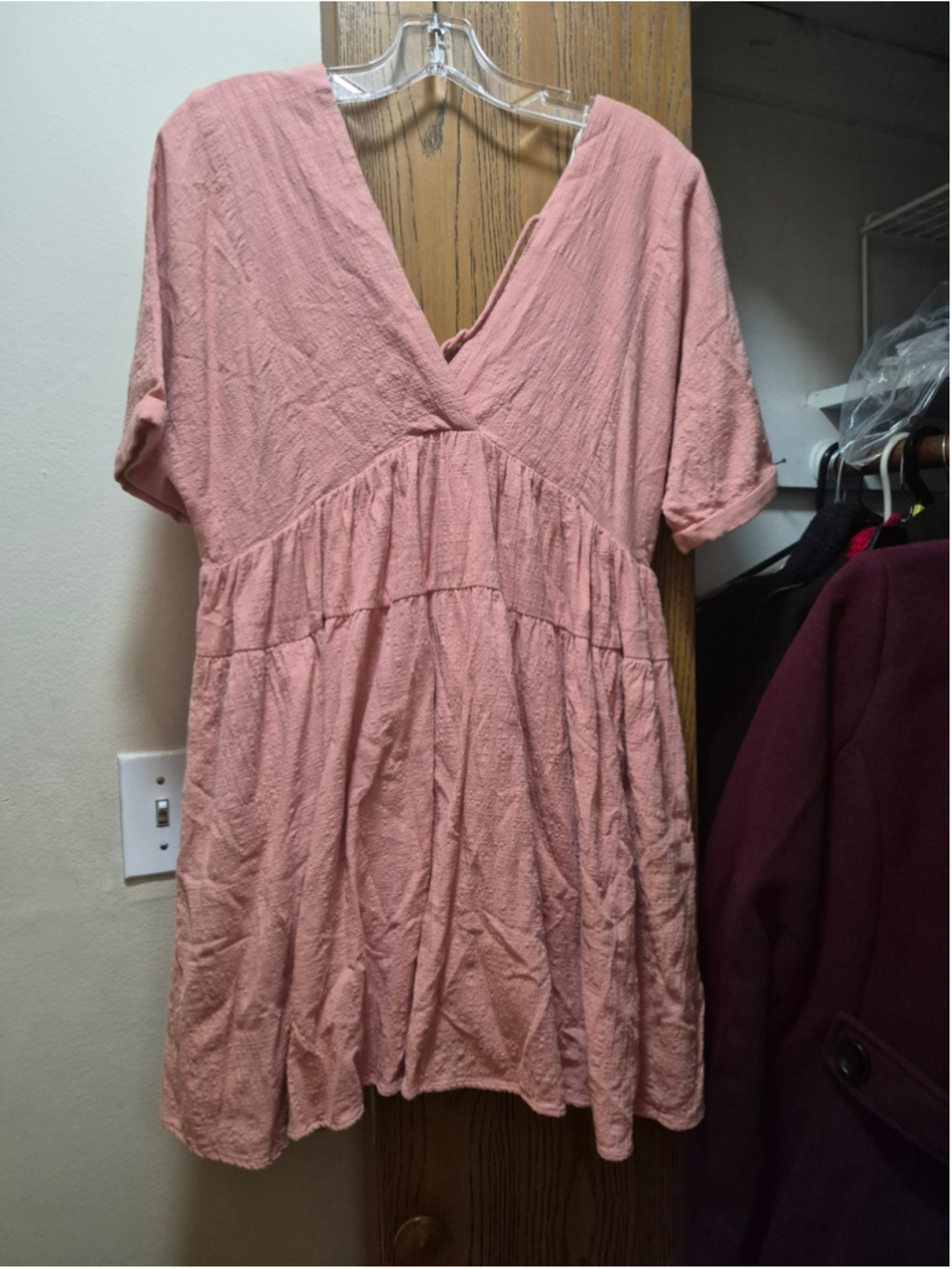 Talulah Mini Dress Size S Pink V-Neck Tiered Casual Dress